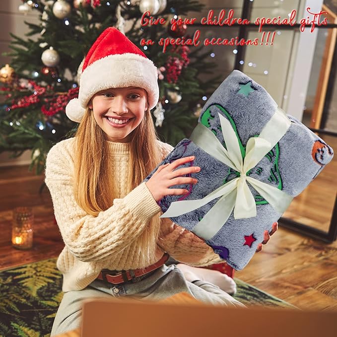 Glow in The Dark Blanket Mushroom Blanket for Kids Adults Soft Flannel Throw Blankets Colorful Luminous Mushroom Blankets for Sofa Couch Living Room Bed Birthday Gifts 40"x50"