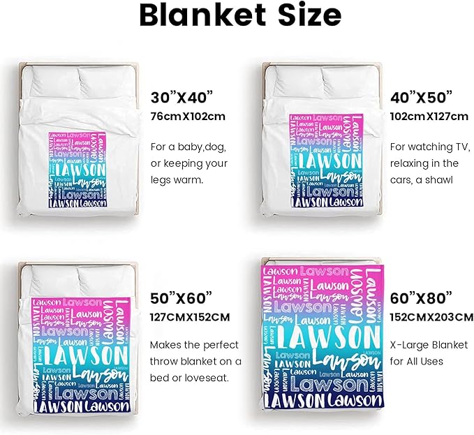 Dr.TOUGH Personalized Blankets with Name Customized Baby Blankets for Girls Boys Adults Monogrammed Blankets and Throws Christmas Birthday Mothers Valentines Day Gift (Z-Colorful 01, 30''×40'')