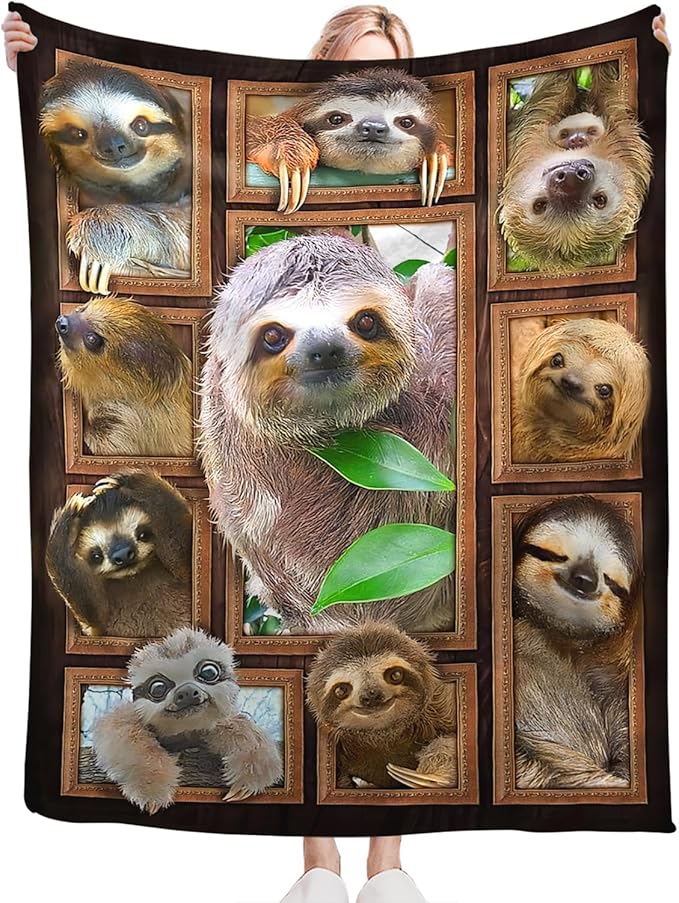 Tijuboni Sloth Throw Blanket Sloth Gifts for Girls Boys Women Men Kids Adults Soft Flannel Fleece Blanket for Couch Sofa Bed Home Decor 50"x60"