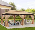ABCCANOPY Outdoor Patio Gazebo 10x20 - Double Roof Canopy with Mosquito Netting for Backyard, Deck, Garden, Lawn, Beige