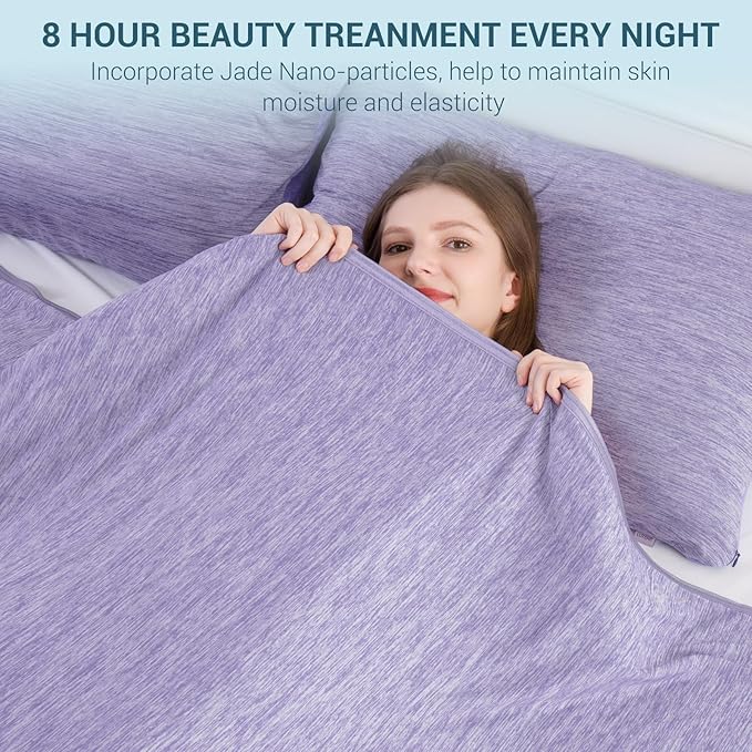 Elegear Revolutionary Cooling Blanket Queen Absorbs Heat to Keep Body Cool for Night Sweats, Arc-Chill 3.0 Cool Fiber Q-Max>0.5 for Hot Sleepers, Lightweight Summer Cold Blankets for Sleeping, Purple