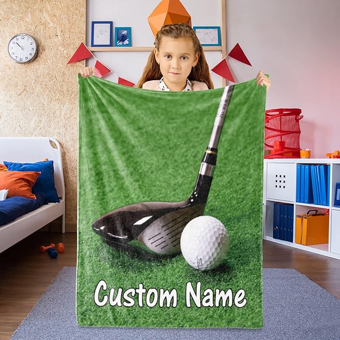 Personalized Custom Blanket: Soft Flannel Throw with Name & Number - Super Soft, Perfect for Kids, Boys, Girls, Women, Men Golf Lovers (30" x 40")
