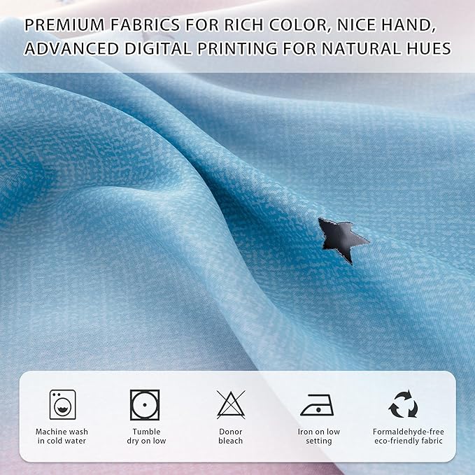 XiDi Curtains for Girls Bedroom 2 Panel Set, Thermal Insulated Window Ombre Panels, Rainbow Pink Drapes for Kids Room Unicorn Wall Decals, Black Out Curtains 54 Inch Long Pink/Purple/Blue 52x54