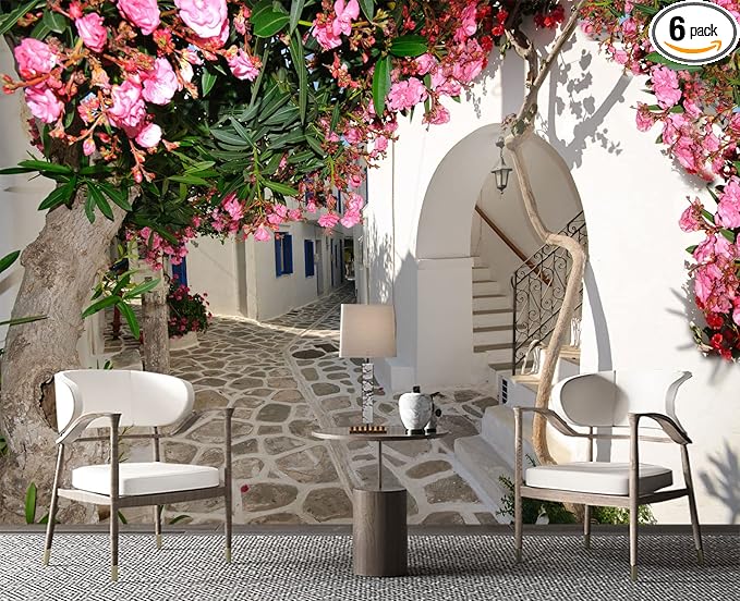 Traditional Backalleys of Amorgos Greece Wall Mural Wallpaper for Bedroom 137" x 100"