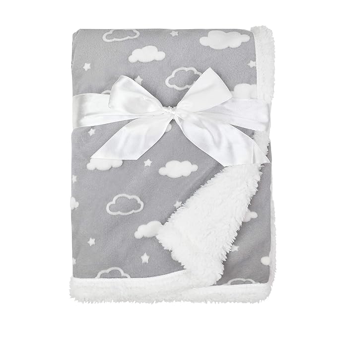 American Baby Company Heavenly Soft Chenille Sherpa Receiving Blanket, 3D Gray, 30" x 35", Warm and Cozy for Boys and Girls, Ideal for Baby Carrier, Stroller, and Travel