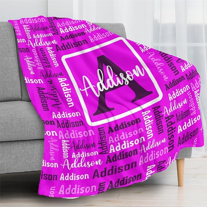 Dr.TOUGH Name Blanket Personalized Blanket for Adult Kids Flannel Customized Personalized Blankets and Throws