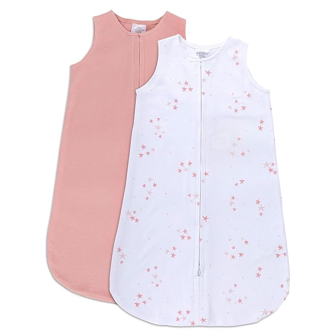 Baby Wearable Blanket - Baby Sleep Sack 100% Knit Cotton - Sleep Sack 6-12 Months - Comfy Soft Lightweight, 2-Pack Set Pink For Baby Girl