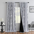 MEETSKY Boho Blackout Leaves Patterned Curtains 84 Inch Long 2 Panels Set for Bedroom, Room Darkening Dark Grey Drapes for Living Room, Thermal Insulated Rod Pocket Back Tab Window Treatment, 50"Wide