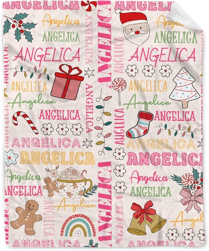 Custom Christmas Blanket | Personalized Holiday Blanket for Boys Girls | Plush Cozy Custom Name Blanket | Christmas Decor Personalized Gifts Name Blanket | 50"x60"-Teens/Travel Size