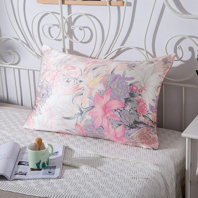 SLPBABY Silk Pillowcase for Hair and Skin with Hidden Zipper Print (Standard, Pattern15)