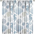 BAEKJIN Seahorse Coral Curtains,Starfish Seashell Beach Sea Starfish Seashell Theme Pattern Print Decor Home Bedroom Living Room Window Treatmen 2 Panel Set 42x45 Inch