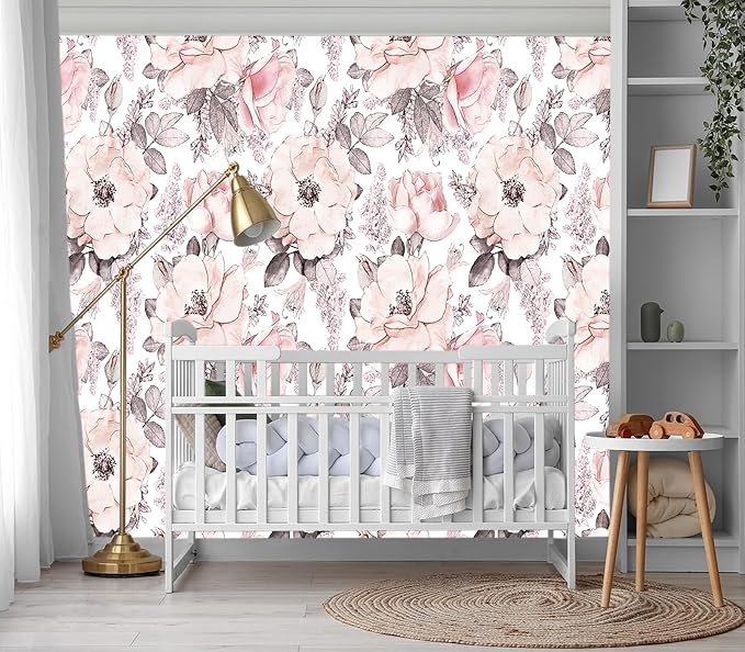 XMPMBM-Pink Flower backsplash Large Decorative Wallpaper Peony Floral Bedroom Bathroom Wall Mural- W 88" X H 59"（36 Square Foot）