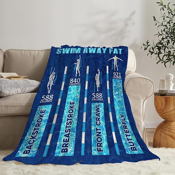 Swimming Blanket Swim Gifts for Girls/Swimmer Sport Throw Blankets Soft Blanket Warm Fleece Flannel Plush Blankets for Bed Sofa Couch 60"x80"