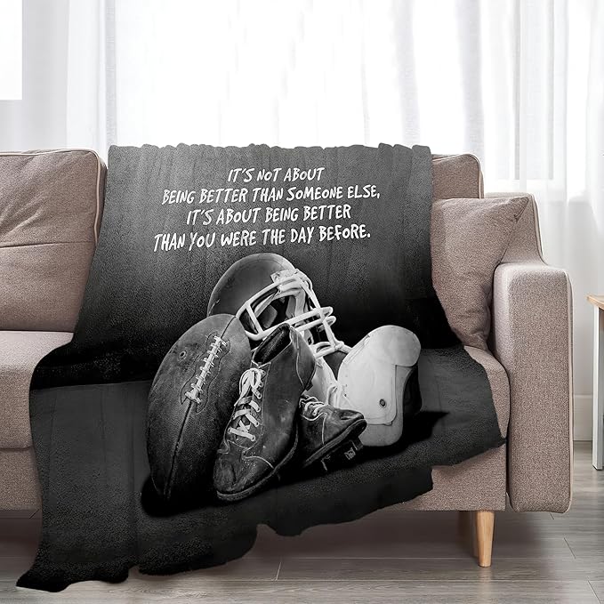 Football Blanket Football Throw Blanket Football Gifts and Decor Sports Blanket for Boys Men Girls Women Kids Adults Soft Warm Cozy Fleece Blanket for Couch Sofa Bed 80"x60"