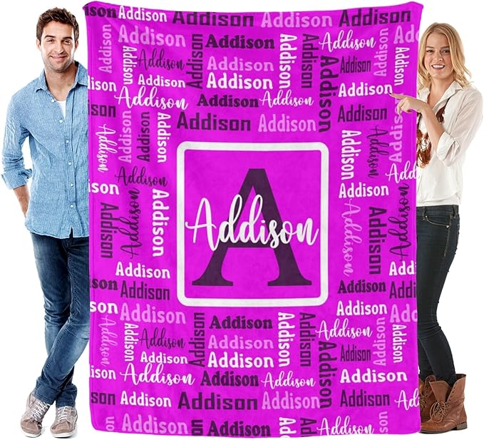 Dr.TOUGH Name Blanket Personalized Blanket for Adult Kids Flannel Customized Personalized Blankets and Throws