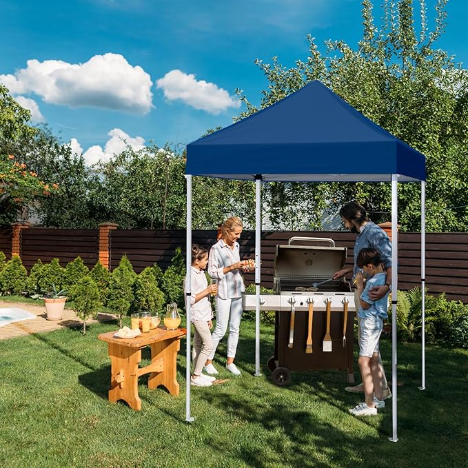 EAGLE PEAK 5x5 Pop Up Canopy Tent Instant Outdoor Canopy Easy Set-up Straight Leg Folding Shelter, Dark Blue