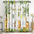 Renaiss 42 x 84 Inch Rainforest Safari Animal Curtains African Jungle Tropical Lions Tigers Elephants Giraffes Palm Trees Pattern Polyester Fabric Grommet Window Drapes for Nursery Bedroom 2 Panels