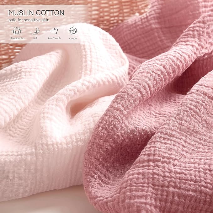 lulumoon Pack and Play Sheets for Girls: Soft Muslin Cotton for Playard Mattress - Stretchy Snug Fit for UPPAbaby Pack n Play