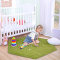 junovo Ultra Soft Rug for Nursery Children Room Baby Room Home Decor Dormitory Hexagon Carpet for Playhouse Princess Tent Kids Play Castle, Diameter 4.6 ft, Green