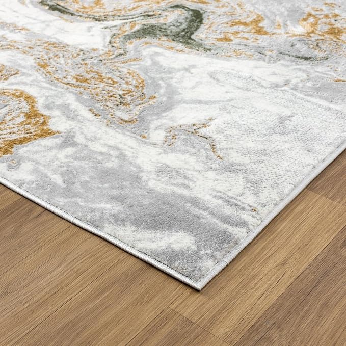 LUXE WEAVERS Marble Swirl Abstract Area Rug, Green 4x5