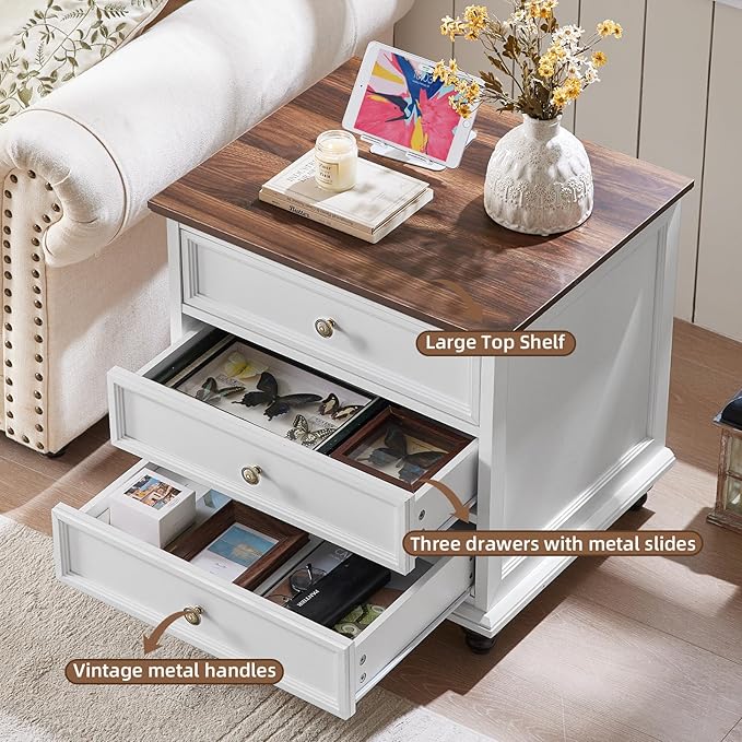Farmhouse Dresser and Nightstand Sets, Wooden 7 Drawers Dresser & 24" Night Stand with 3 Drawers, 2 Piece Bedroom Furniture Set, Chest of Drawers for Bedroom, Home, Living Room, Hallway