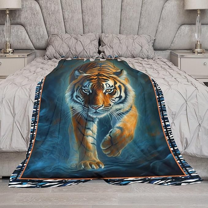 Tiger Blanket Tiger Throw Blankets for Couch Sofa Decor Soft Cozy Fleece Flannel Gifts for Men Women Adults Lover 60"x80"