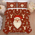 Red Christmas Comforter Set King Size Santa Claus Bedding for Girls Teen Women Xmas Reindeer Holiday Bedroom Quilt Bed Sets, 1 Comforter 2 Pillowcases
