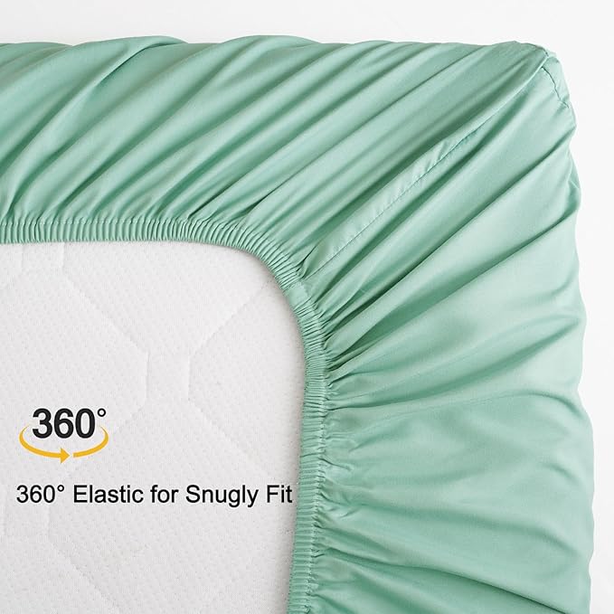 david's kids Waterproof Crib Sheets Fitted 2 Pack, Ultra Soft Breathable Crib Mattress Protector for Boys Girls Neutral, Fit Standard Crib Mattress and Toddler Mattresses, White & Sage Green