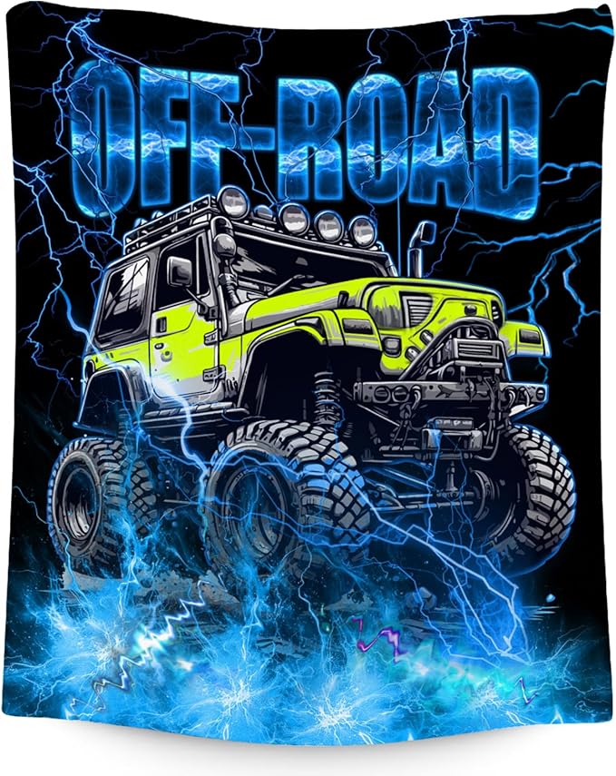 Boys Blanket Truck Blankets Off-Road Gifts for Kids Toddlers, 30"x40" Soft Plush Cozy Throw for Room Decor