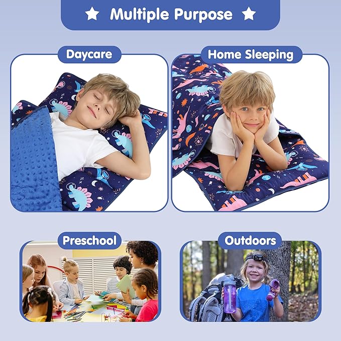 Viviland Toddler Kid Nap Mat for Preschool, Slumber Bag with Pillow and Blanket, Daycare Sleeping Bag Kindergarten Sleep Mat