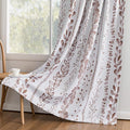 MEETSKY Boho Brown Blackout Curtains for Bedroom, Thermal Insulated Privacy Protection Back Tab Curtains 84 Inches Length for Living Room, Leaf Pattern, 2 Panels, 50" Wide Each