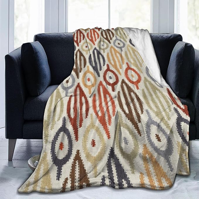 Boho Blanket for Women Kids Adults Flannel Decor Soft Ethnic Pattern Throw Blankets for Couch Travel Nap 50x40 Inches