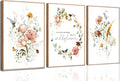 3Pcs Pink Flowers Canvas Wall Art In A Field Of Roses She Is A Wildflower Painting Picture Decor Watercolor Wreath Poster Print Artwork for Nursery living room Girls Room Home Decoration Unframed