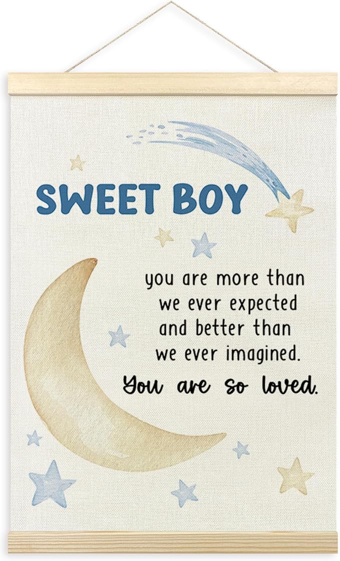TLESKE Baby Boy Kids Room Poster Hanger Frame, Sweet Boy Hanging Wall Art Decor Framed for Bedroom Nursery Playroom, You Are Loved Wall Prints Picture Artwork Banner, 12x16
