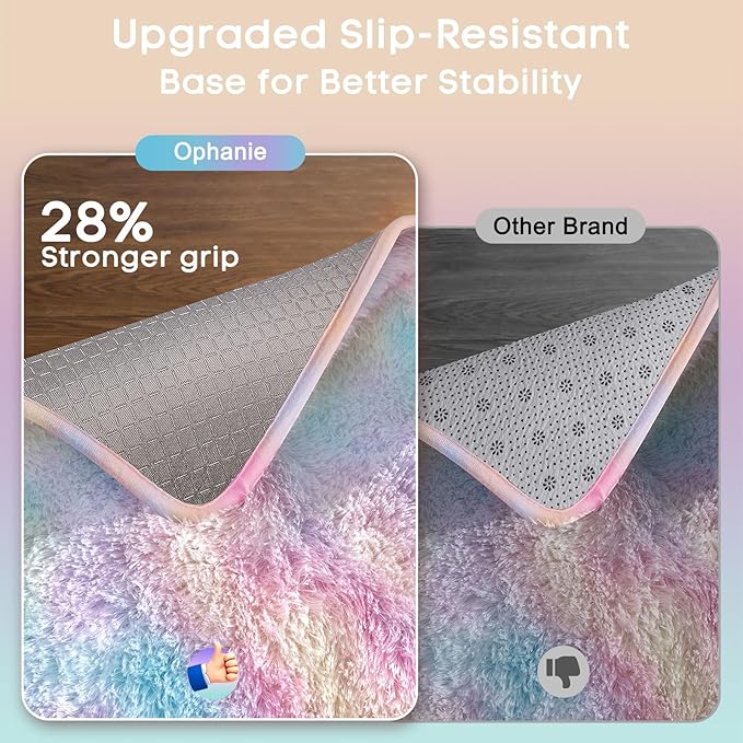 Ophanie Rainbow Colorful Rugs for Living Room 5x8, Unicorn Fluffy Shag Fuzzy Plush Soft Carpets, Floor Shaggy Area Rugs for Bedroom, Carpet for Kids Girls Dorm Nursery Home Decor Aesthetic