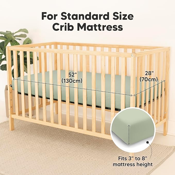 2-Pack Waterproof Baby Crib Sheets for Boys, Girls - 52x28 Viscose Derived from Bamboo Toddler Bed Sheet Neutral, Fitted Crib Mattress Protector Cover for Baby Bedding, Soft & Gentle (Foxtrot)