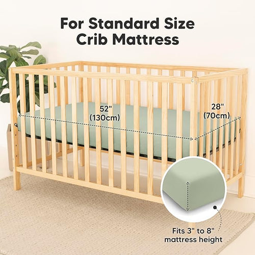 2-Pack Waterproof Baby Crib Sheets for Boys, Girls - 52x28 Viscose Derived from Bamboo Toddler Bed Sheet Neutral, Fitted Crib Mattress Protector Cover for Baby Bedding, Soft & Gentle (Foxtrot)