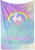 Personalized Unicorn Blanket for Girls | Kids Unicorn | Custom Plush Fuzzy Unicorns for Toddler | Customized Little Girl Throw Blankets | Baby Girl Sofa Bed Birthday (Sherpa – 50x60)