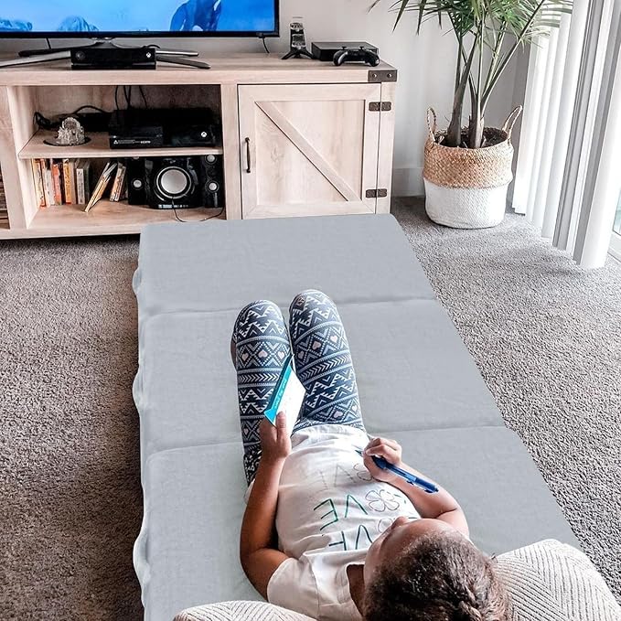 MeMoreCool Foldable Floor Mattress for Kids, Toddler Floor Nap Mat for Sleeping Daycare, Small Child Foldable Mattress Floor Bed, Trifold Futon Portable Tri Folding Mattress, 57x22 Inch