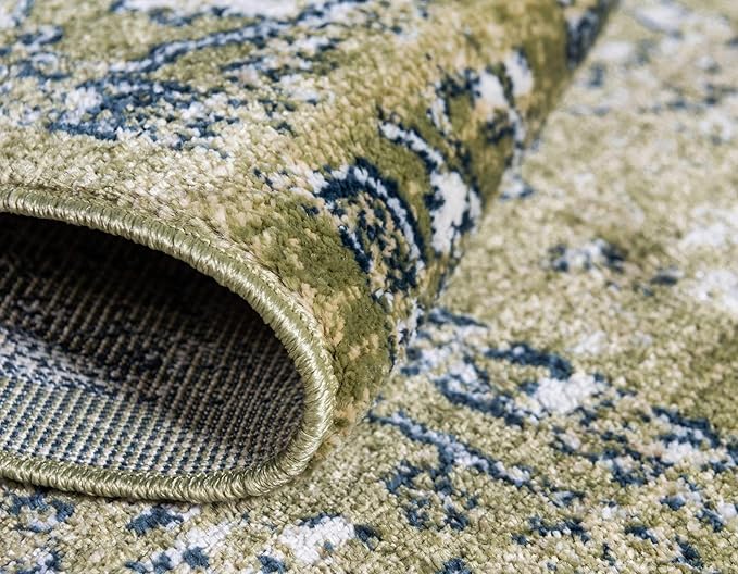 Rugs.com Charleston Collection Rug – 4' x 6' Green Low-Pile Rug Perfect for Living Rooms, Large Dining Rooms, Open Floorplans
