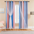 XiDi Blackout Curtains for Girls Bedroom Decor 2 Panels Set, Rainbow Star Design Ideal Drapes for Kids Room with Unicorn Theme Princess Room Decor 54 Inches Length Pink/Grey/Blue 34x54