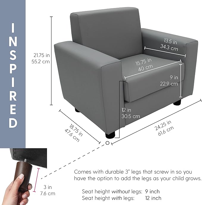 Factory Direct Partners SoftScape Inspired Playtime Classic Reading Chair, Children's Commercial-Grade Upholstered Furniture for Home, Daycare, Preschool, Library; Comfy Modern Design - Navy, 14472-NV