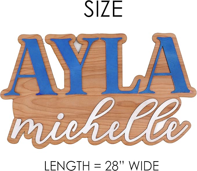 Large Wood Nursery Sign | Nursery name sign for Kids | Custom Wood Name Sign | 3D Wood Baby Name Sign (Blue)