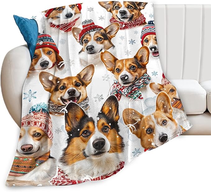 Corgi Blanket Funny Corgi Dog Gifts for Girls Boys Woman Kids Cute Corgis Lover Bear Throw Blankets Soft Blanket Warm Fleece Flannel Plush Blankets for Bed Sofa Couch 40"x50"