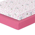 Precious Moments Noah’s Ark Fitted Crib Sheet 2 Pack for Baby Girl by Everyday Kids; 1 Animals on the Ark Printed Crib Sheet and 1 Solid Bright Pink; Adorable Wildlife Elephants, Giraffes, Bears Print