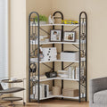 72" Corner Bookshelf, 5-Tier Tall Industrial Book Shelf, L-Shaped Bookcase with Metal Frame and Wood Laminate Shelves，Storage Display Shelving Unit for Living Room,Home Office