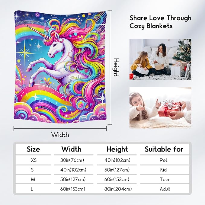 Unicorn Blankets - Kids Blanket Gifts for Girls - Flannel Soft Cute Throws for Room Decor, Couch,Office - 30"x40"