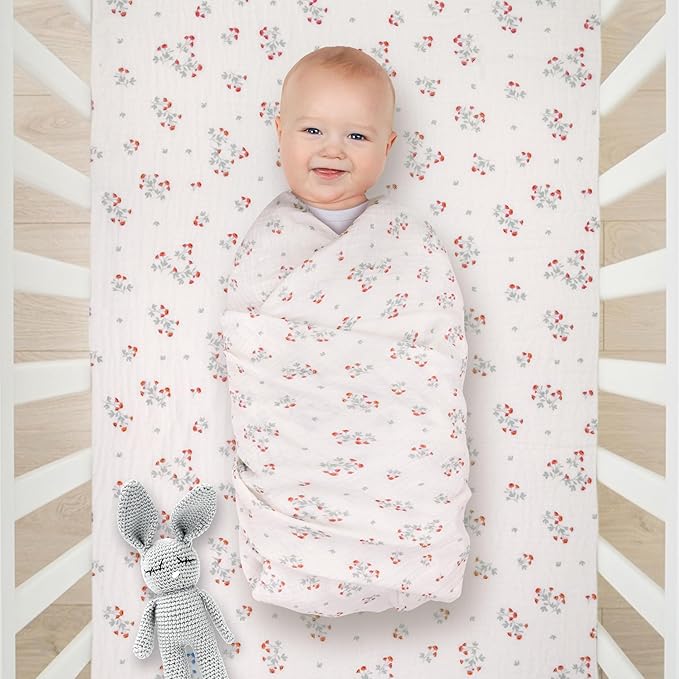 Extra Soft Muslin Fitted Crib Sheets 100% Organic Cotton Baby Crib Sheets for Standard Crib Mattress | 28 X 52 Inches | 2 Pack