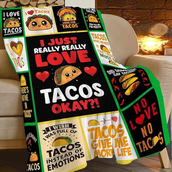 Taco Fleece Blanket Just a Girl Who Loves Tacos Throw Blankets for Girls Women Super Soft Warm Flannel Cartoon Food Throws Gifts for Kids Cozy Fuzzy Plush Stuffed Couch Bed Bedding Decor 50"x40"
