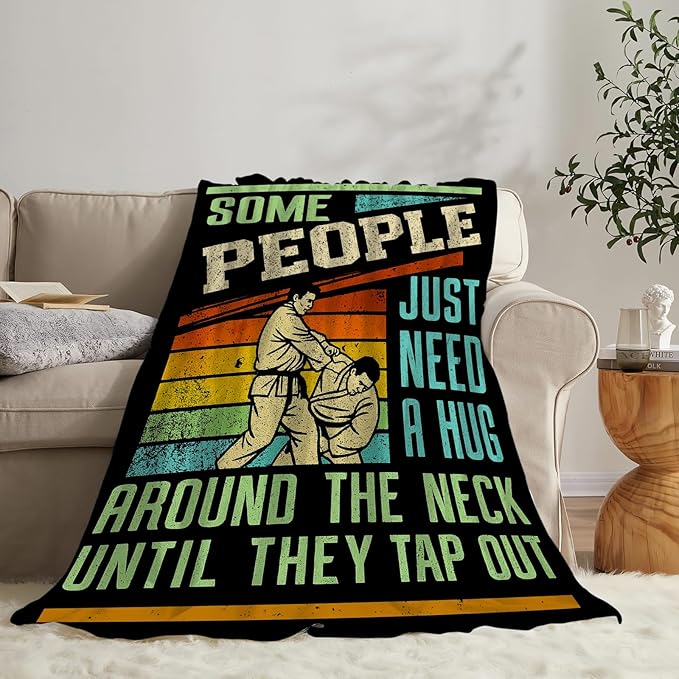 Jiu Jitsu Fleece Blanket Sports Jiujitsu Throw Blankets for Girls Boys Super Soft Warm Flannel Vintage Throws Gifts for Men Women Cozy Fuzzy Plush Stuff Couch Bed Bedding Decor 50"x40"